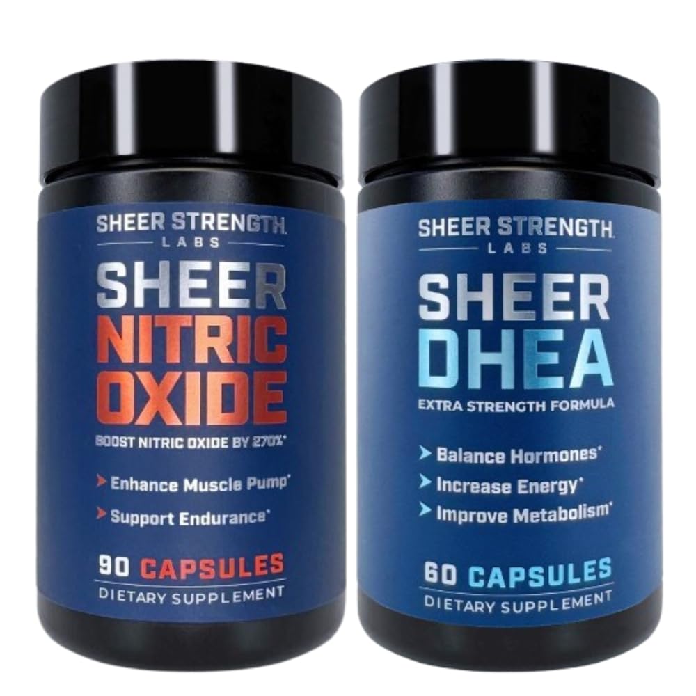 Sheer Strength Labs Lämmastikoksiid + DHEA 100mg - Lämmastikoksiidi täiendus - parim lämmastikoksiidi täiendus meestele ja DHEA täiendus meestele DHEA 100mg