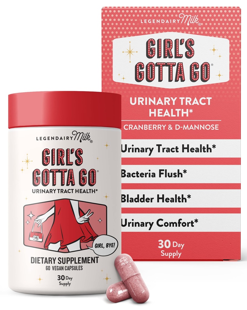 Legendairy Milk Girl's Gotta GoTM - UTI tugisammas - kuseteede tervis naistele - UTI leevendamine suhkruvaba Jõhvika ja D-mannoosiga naistele, 30 serveerimist
