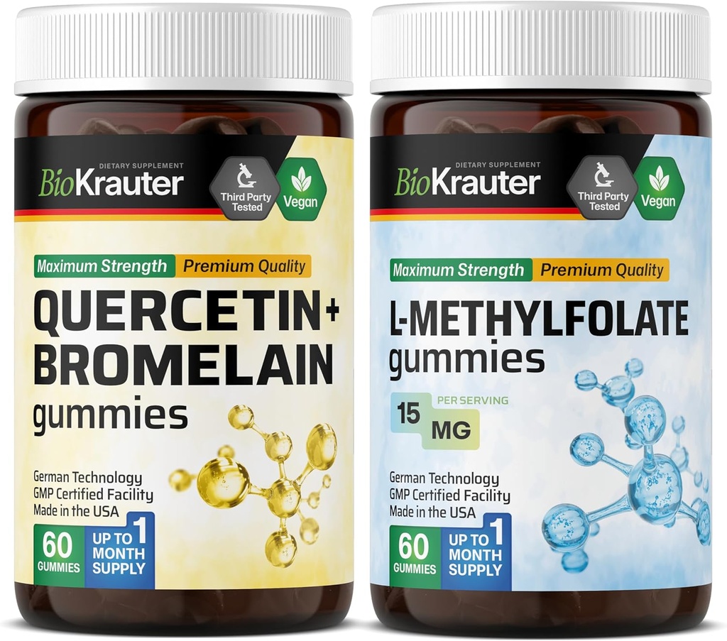 BIO KRAUTER Quercetin koos Bromelain 60 Gummies & L-Methylfolate 60 Gummies