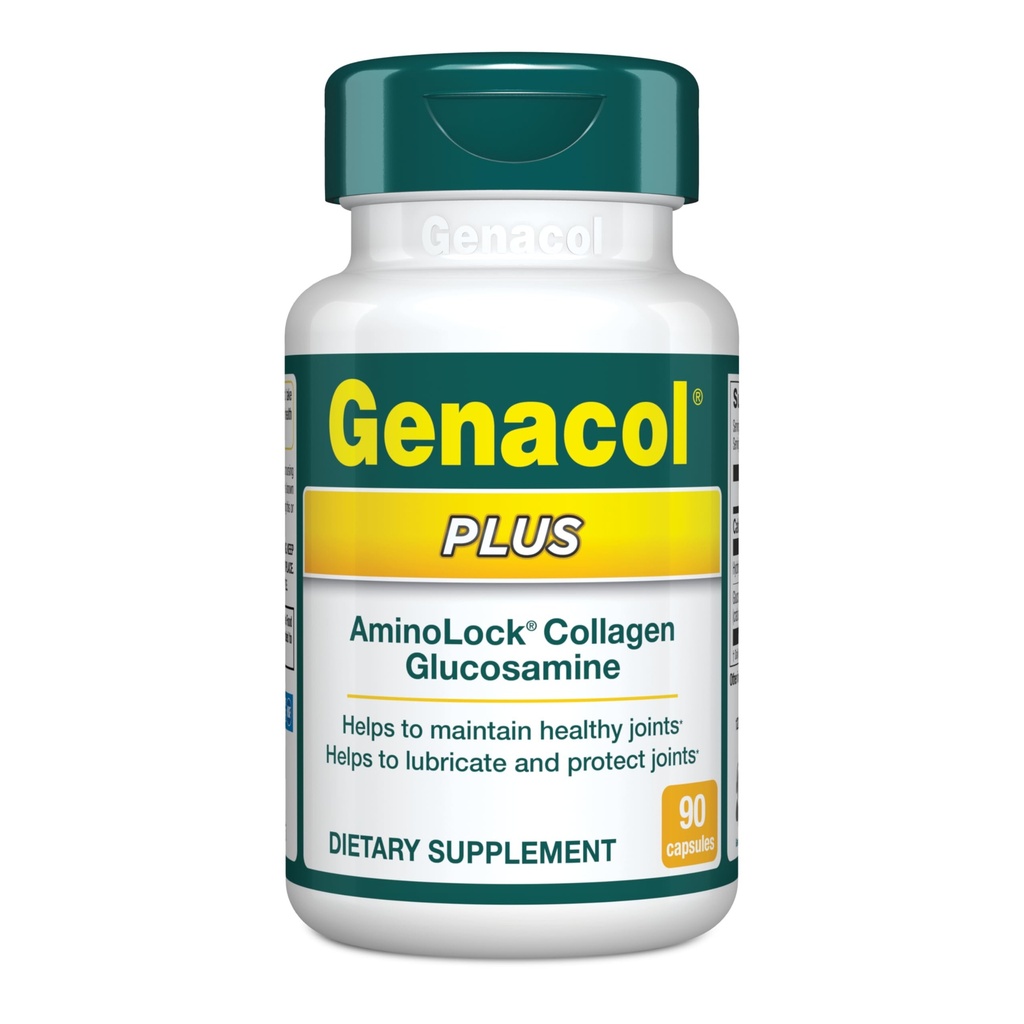 Genacol Plus - Glükosamiini ja kollageeni lisand, ultra-hüdrolüüsitud kollageeni peptiidid, kergendab liigese liikumist, säilitab kõhre, 90 kapslit (30-päevane pakkumine)
