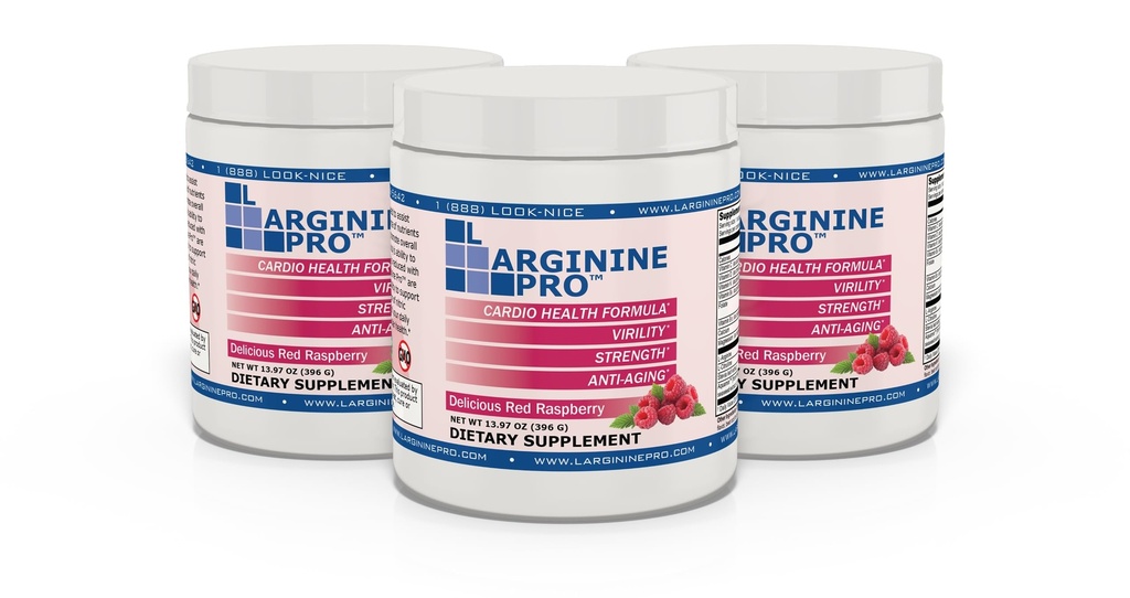 L-ARGININE PRO | L-arginiini lisandi pulber | 5500mg L-arginiin Plus 1,100mg L-tsitrulliin (Vaarika, 3 Jars)