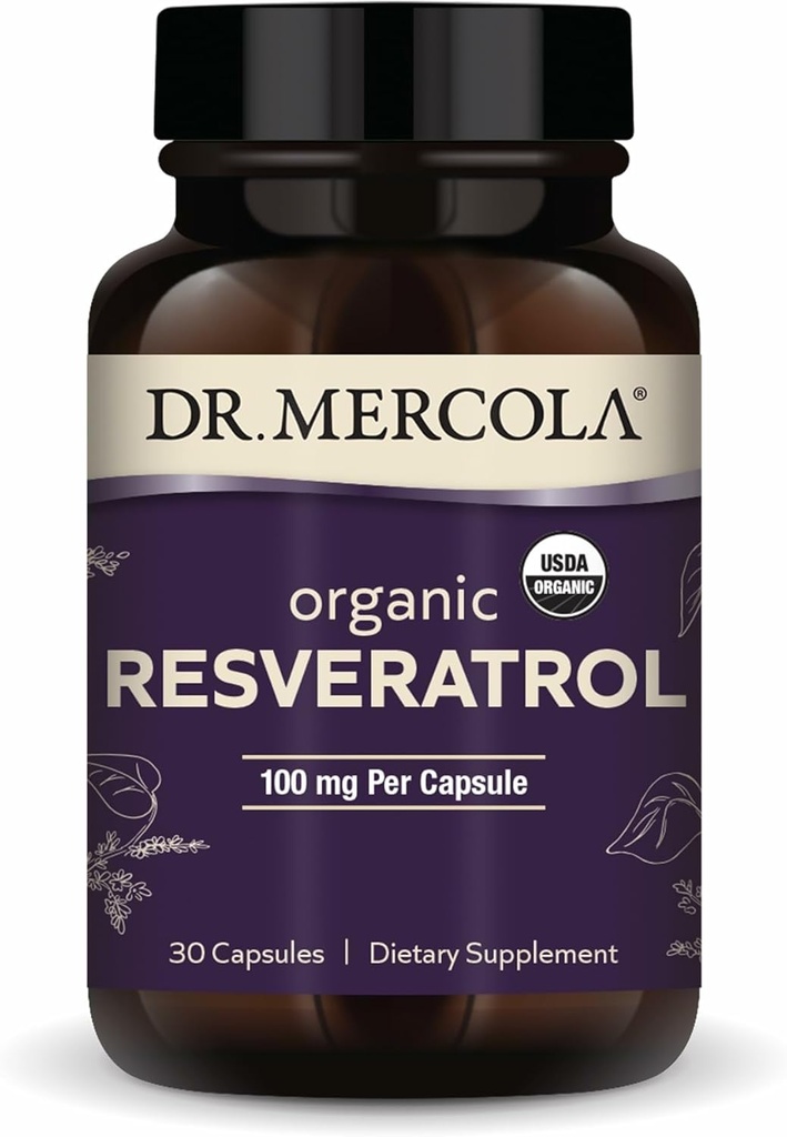 Dr Mercola orgaaniline resveratrool - 100 mg rakuline ja südame-veresoonkonna tugi - 99,9 protsenti trans-resveratrool - Jaapani Knotweed - 30 kapslit (30 serveerimist)