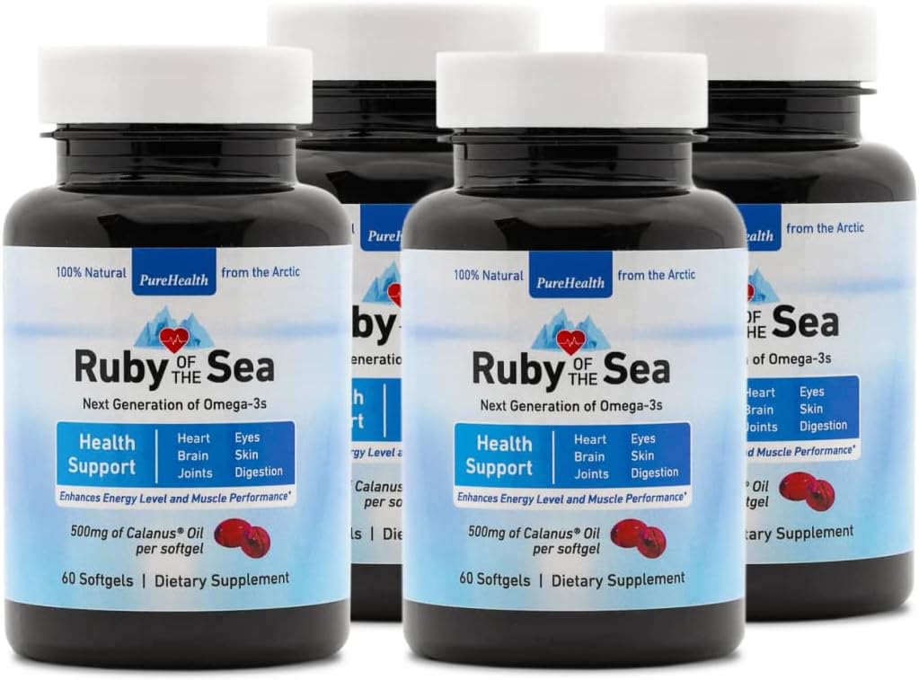 Marine Oil Supplement - Kõik looduslik Calanus õli, astaksantiin, Omega-3 ja rasvhapped - Südame ja aju tervise toidulisandeid - 4 Pack