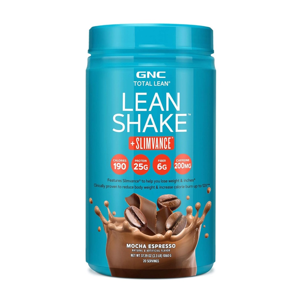 GNC Total Lean, Lean Shake + Slimvance, Kaalulangus Valgu Pulber 200mg Kofeiini, Mocha Espresso, 20 Servings