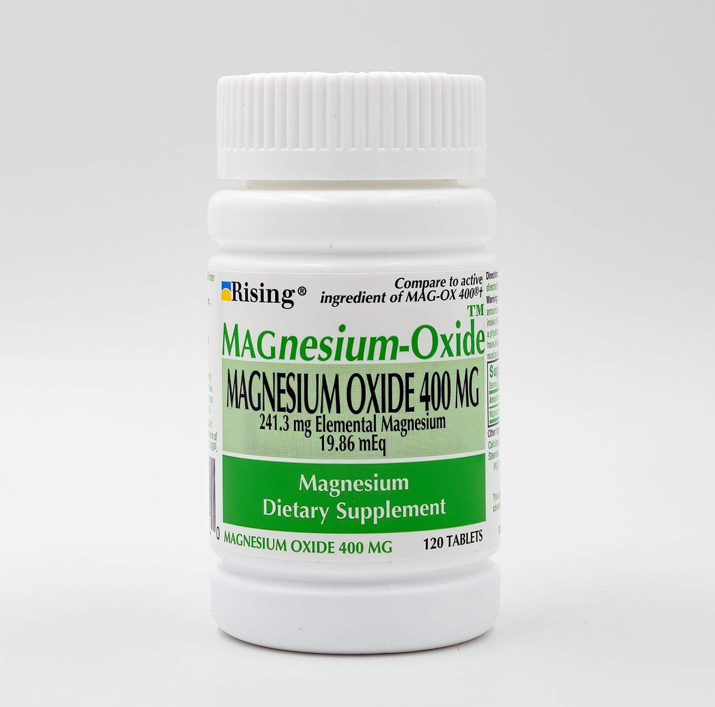 Rising Pharma - Magneesiumoksiid 400mg - Elemental Magneesium Dieet Toidulisand - 120 Count...