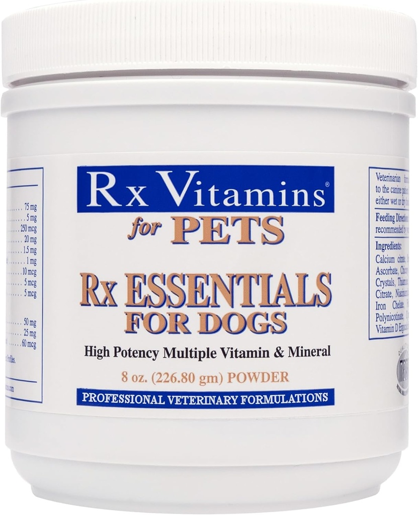 Rx Vitamiinid Essentials for Dogs - Vitamiin ja mineraalsed multivitamiinid - Toetab Immuunsüsteemi Seedetrakti Tervis & Luude Tervis - Pulber 8 oz