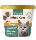 NaturVet – Skin & Coat Plus Omegas kassidele – 60 pehmet närimist | toetab tervislikku nahka ja läikivat katet | täiustatud oomega-3, oomega-6 ja biotiiniga | 30 päeva pakkumine