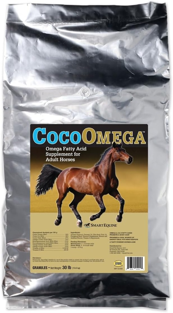 SmartEquine CocoOmega graanulid | Hobuselisandid nahale, Hoofile ja Coat Health | Omega-3 rasvhapped | 30 LB