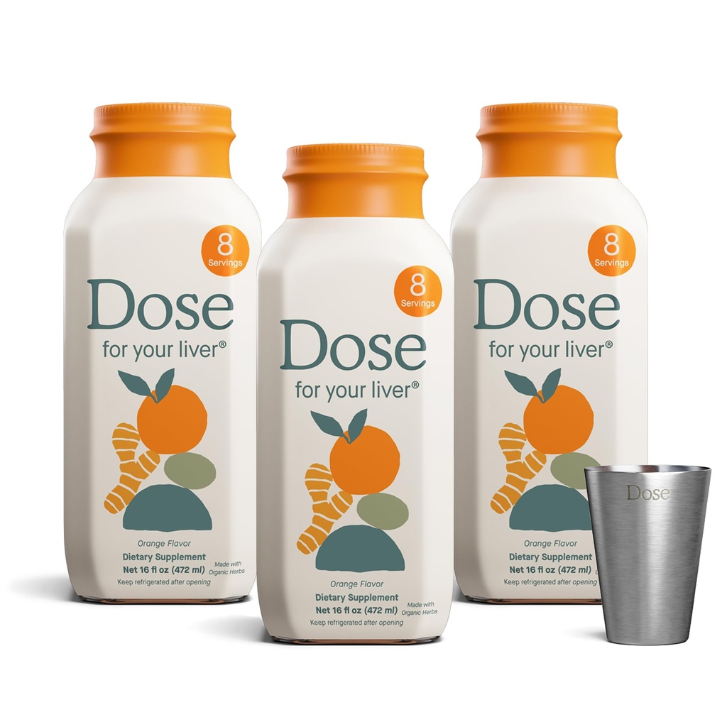 DOSE teie maksa puhastamiseks Detox & remont, valmistatud orgaanilise piimaohaka lisandiga kurkumi, Dandelioni, ingveri ja oranžiga, toetab tervislikku maksafunktsiooni, 16oz pudel, 3 Pack (3 nädala pakkumine)