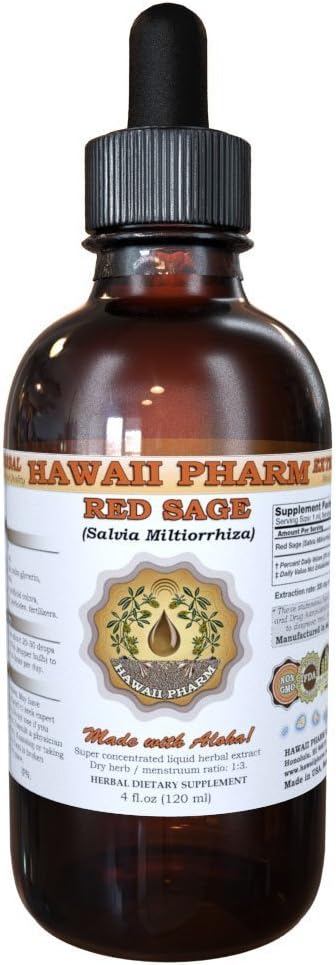 HawaiiPharm Red Sage (Salvia Miltiorrhiza) Vedelikekstrakt, tinktuur, taimsed toidulisandid, valmistatud USAs, 2 fl.oz
