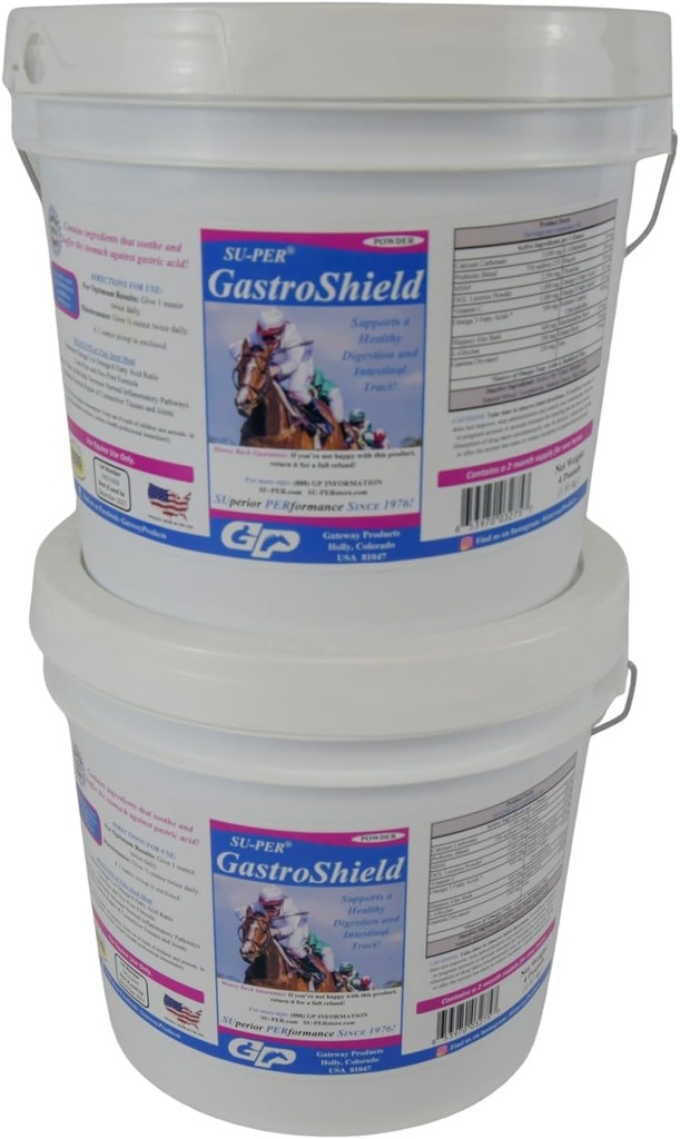 SU-PER GastroShield Hobuste probiootikumid Pulber - Hobuste seedimise täiendus mao tervisele - toetab tervislikku seedimist ja soolestikku - 4 naela, 2 kuu pakkumine