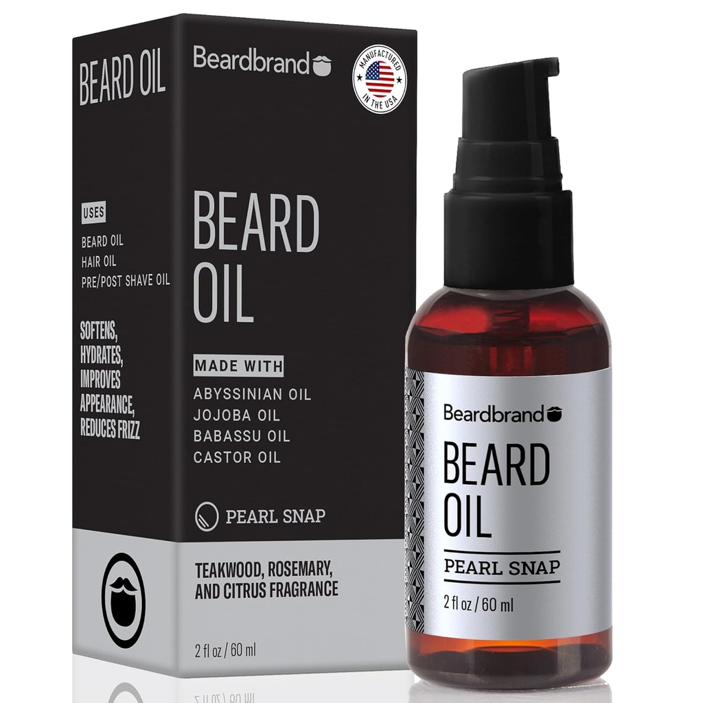 Beardbrand Beard Oil for Men with Jojoba & Vitamiin E – Softens Stubble, Conditions Skin & Promotes Beard Growth | Teakwood, Rosemary & Citrus Scent | 2 fl oz