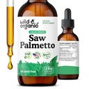Wild & Organic Saw Palmetto ekstrakti tilgad - kuseteede tugi - Saw Palmetto meestele ja naistele - Vedel Serenoa Repens Berries Supplement - Vegan, suhkur ja alkoholivaba - 2 fl oz
