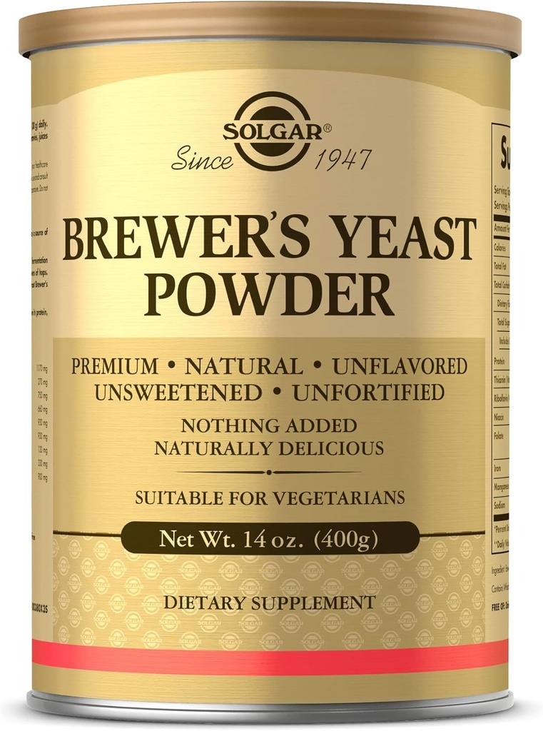 Solgar Breweri pärmipulber, 14 oz - Aminohapete, B-komplekssete vitamiinide, mineraalide ja valkude rikkalik allikas - looduslik, maitsestamata, magustamata - piimavaba, taimetoitlane - 13 serveerimist (pakendid võivad erineda)