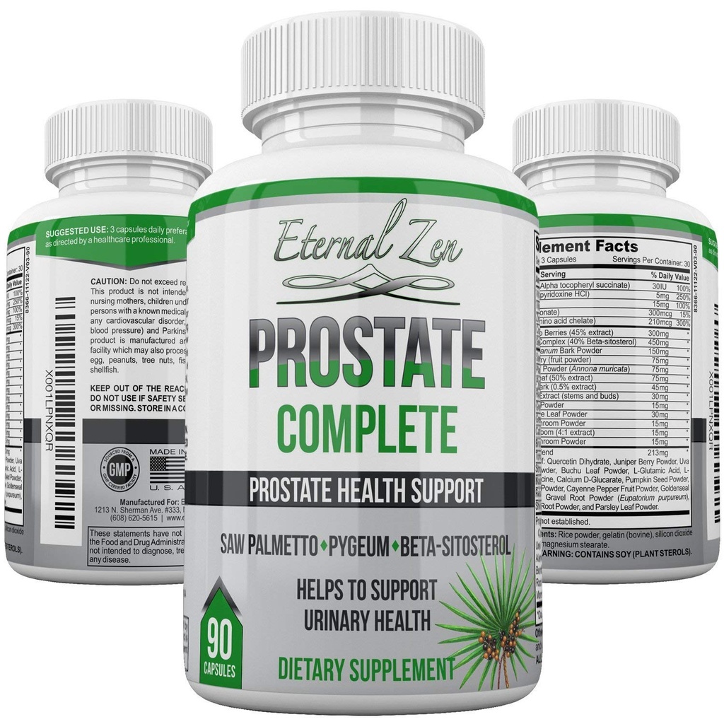 Eesnäärme täielik taimse tervise tugilisandid meestele, Saw Palmetto Stinging Nettle Pygeum Beta-sitosterool Reishi Shiitake, 90 Count Capsule