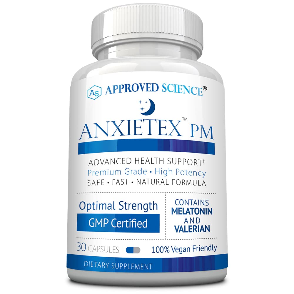 Heakskiidetud Teadus Anxietex Night - kergendada muret ja rahulolematust, magada hästi - Valerian, Passion Flower, Kummel - 30 kapslit - Vegan Supplement - valmistatud USA-s