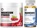 Magneesiumglütsinaat 400mg Softgels & 680mg Magneesium Glycinate Complex Pulber rahu, öö ja lihaste tugi - Vegan, Non GMO