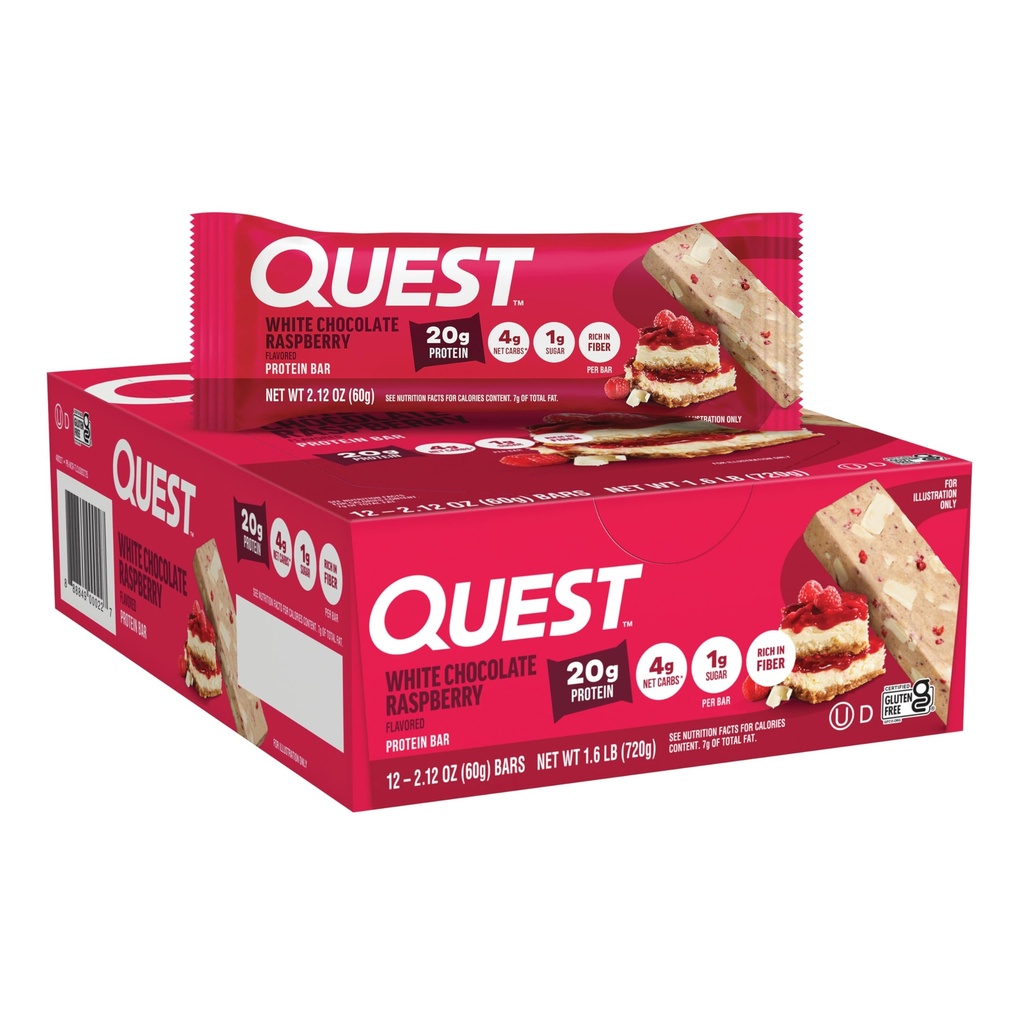 Quest Nutrition - kõrge valk, madal süsivesik, gluteenivaba, Keto sõbralik, 12 krahv valge šokolaad Vaarika