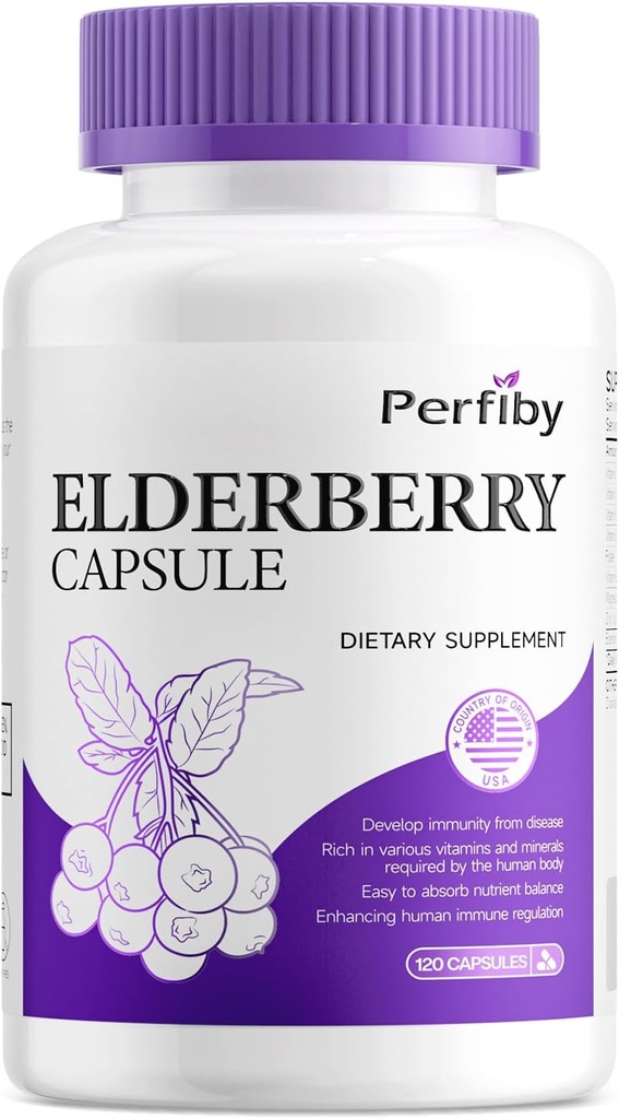 Elderberry kapsel magneesiumi ja C-vitamiiniga, D3 ja tsink - täiskasvanutele mõeldud immuuntoetus, 120 kapslit, 60-päevane pakkumine