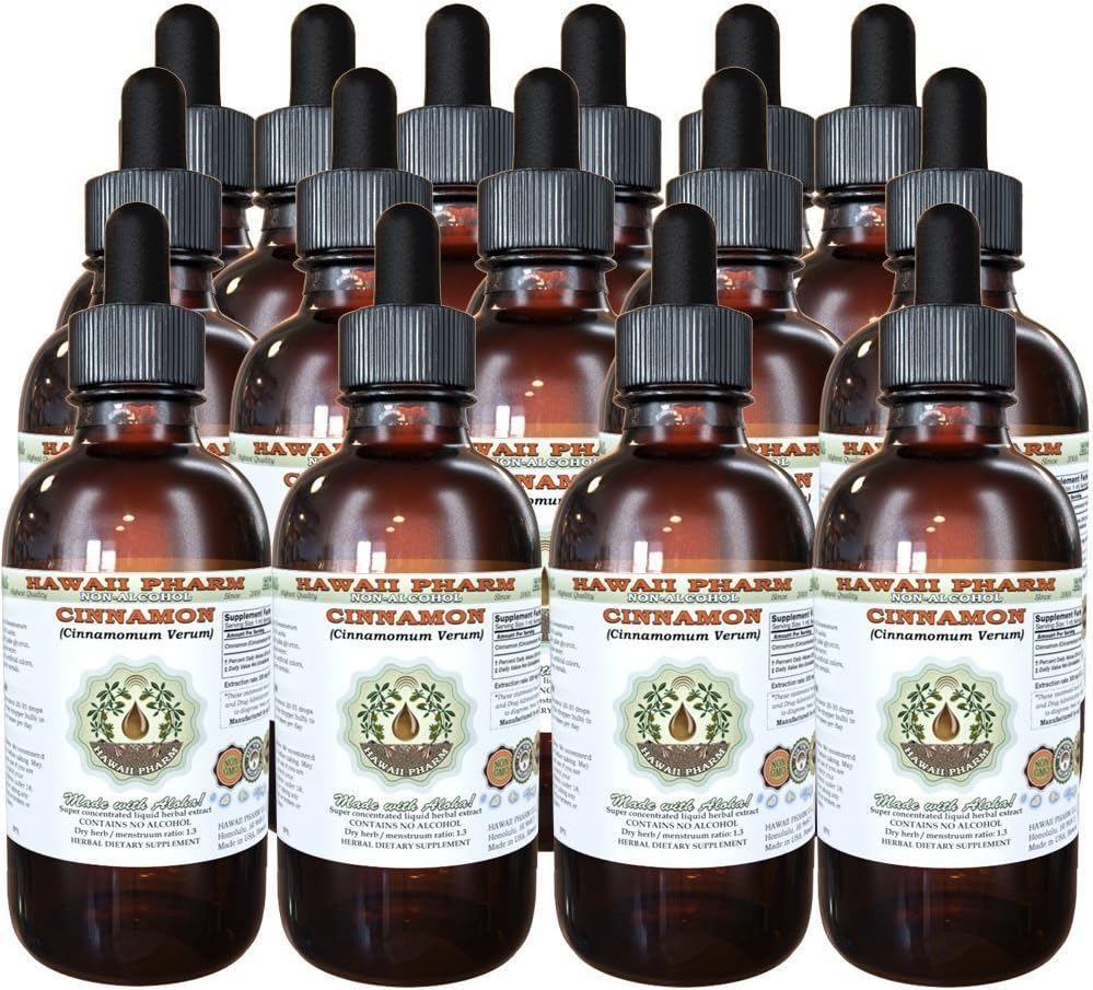 Kaneel Alkoholivaba vedelik ekstrakt, kaneel (Cinnamomum Verum) Kuivatatud koor Glycerite Hawaii Pharm Looduslik Taimne täiendus 15x4 oz