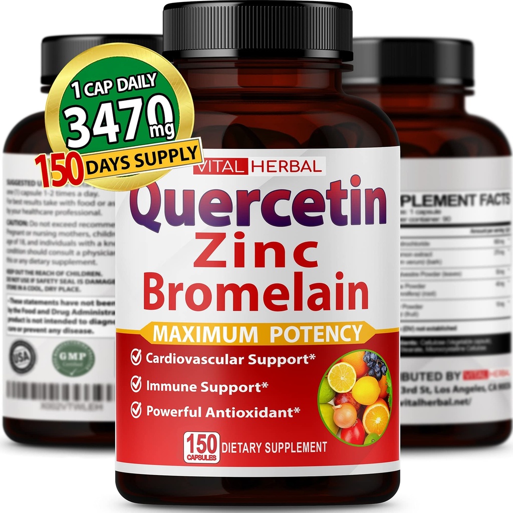 Premium kõrge puhtus Quercetin 98% Bromelain kapslid maksimaalse tugevuse rohelise tee Ashwagandha - toetab üldist tervise tugevus energia - 150 päeva pakkumine