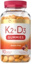 Carlyle Vitamiin D3 K2 Gummies | 90 Count | 5000 IU D3 + 100 mcg MK7 | Taimetoitlane, mitte-GMO ja gluteenivaba vitamiinilisandi