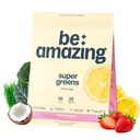BE AMAZING Super Greens Powder koos prebiootikumide, seedeensüümide ja antioksüdantidega, 35 puu- ja köögiviljad, elektrolüütid ja kiudained, vegan, gluteenivaba mahl ja smuutisegu, roosa limonaad, 25 serveerimist