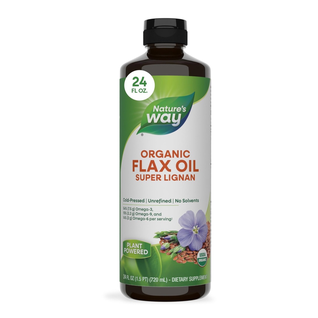 Nature's Way Organic Flax Oil Super Lignan, külmpressitud ja rafineerimata, 24 Fl Oz
