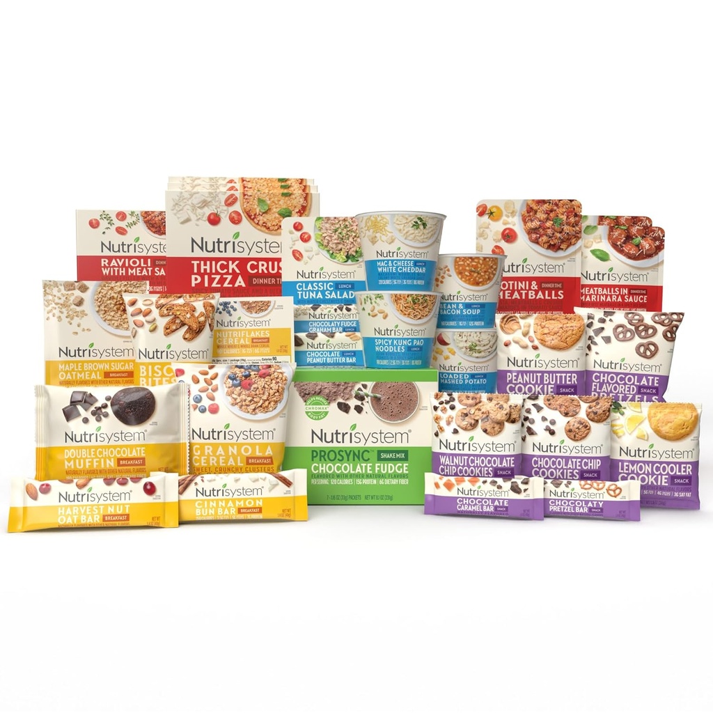 Nutrisystem® Fast Five 7-päevane dieetkomplekt, 28 maitsvat sööki ja suupisteid Plus šokolaadivalk ProSync Shakes