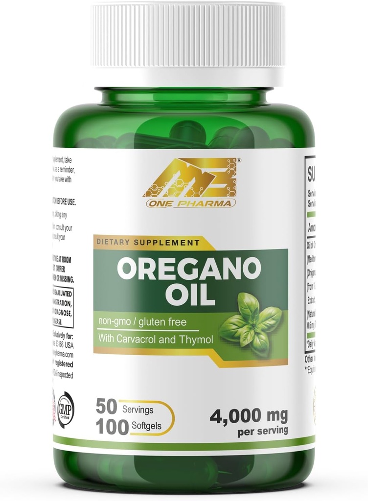 MB One Oregano Oil 4000mg– 65:1 Extract from Mediterranean Oregano – High in Carvacrol– Extra Strength – 100 Softgels Non-GMO, Gluteenivaba