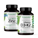 EMERALD LABS Vitamiin D3 + K2 (60 kapslit) ja tsink 25 mg (90 kapslit) - Luu tervis, südame tugi, immuunsuse tugi, seedetrakti tervis, oksüdatiivse stressi tugi - gluteenivaba