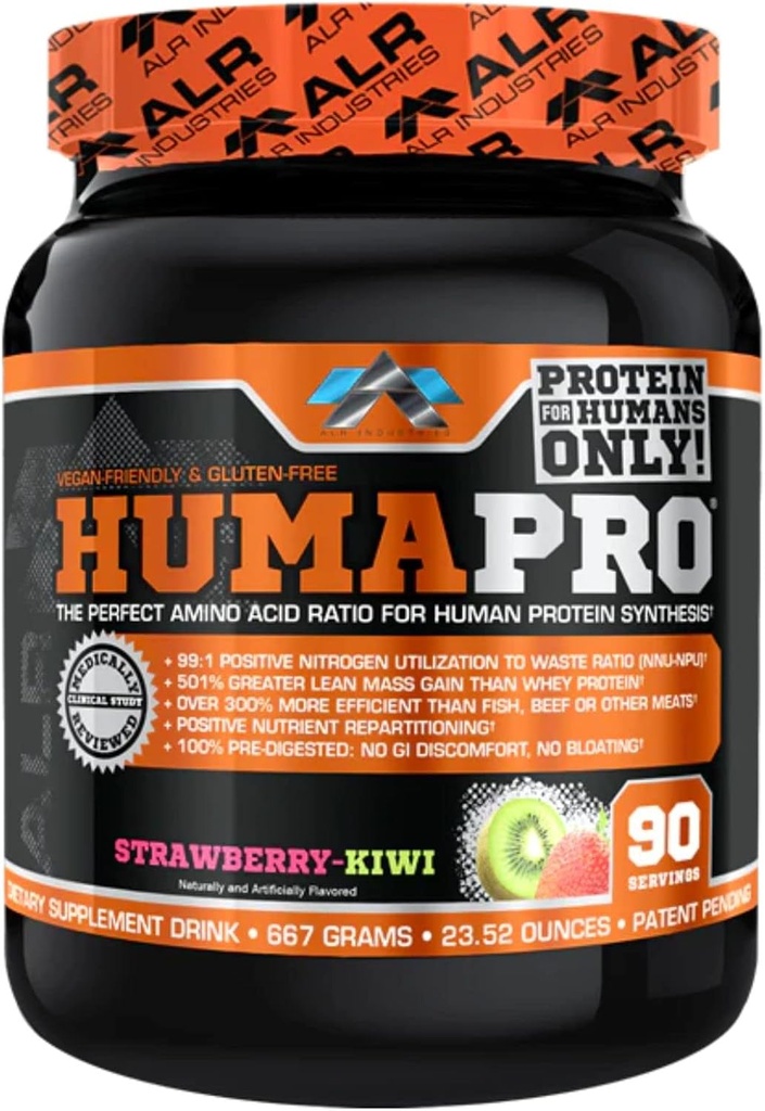 Humapro | Aminohapete valgumaatriks inimestele | 99% kasutamine lahja lihase jaoks | Vegan, Gluteenivaba | 667g / 90 Servings (Maasikas Kiwi)