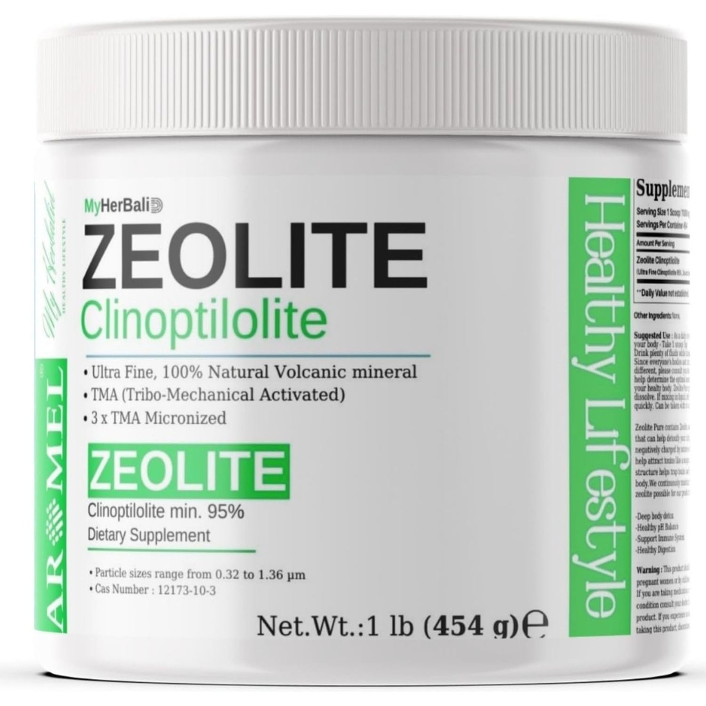 Tseoliitpulber | 1 nael - 454 g | Ultra FINE Less-Than 1 μm | Klinoptiloliit 95% | 3X aktiveeritud | Ohutu, õrn ja efektiivne energia | Algne tseoliitpulber (454 Servings) | Müherbalid