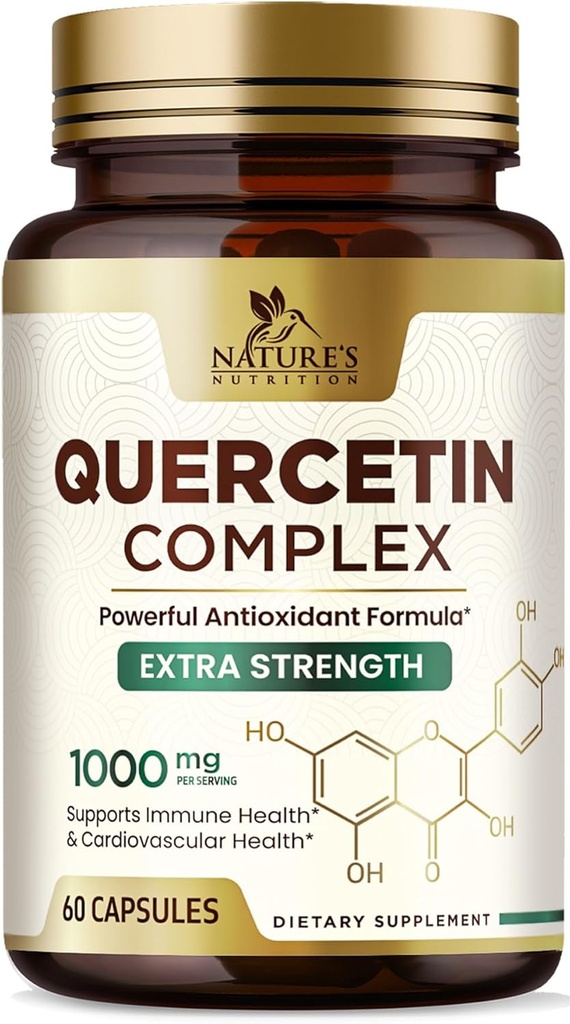 Quercetin Supplement 1000mg - Natural, Plant-Based Support for Immune, Cellular, Respiratory & Seasonal Changes - Extra Strength Quercetin Dihydrate from Sophora Japonica - 60 Veggie Capsules