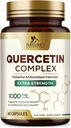 Quercetin Supplement 1000mg - looduslik, taimepõhine toetus immuunsuse, rakuliste, hingamisteede ja hooajaliste muutuste jaoks - ekstra tugevus Quercetin Dihydrate alates Sophora Japonica - 60 Veggie kapslit