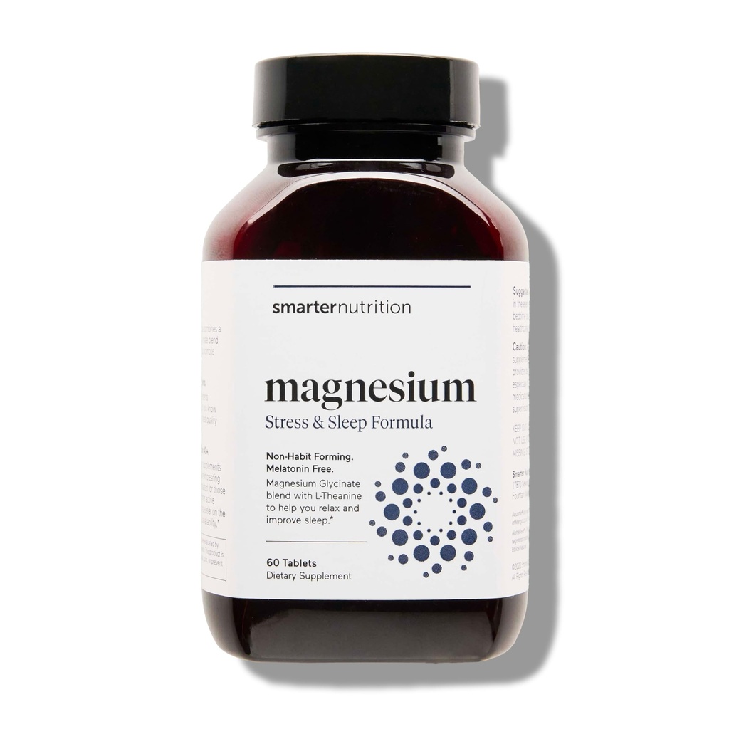 Nutikam toitumine Magneesium Kompleks - Kelaat Magneesium Glütsinaat + tsitraat, malaat magamiseks, lõõgastumiseks, lihased ja närvid + kliiniliselt tõestatud L-Theanine, mitte-GMO-60 tablett [30-päevane pakkumine]