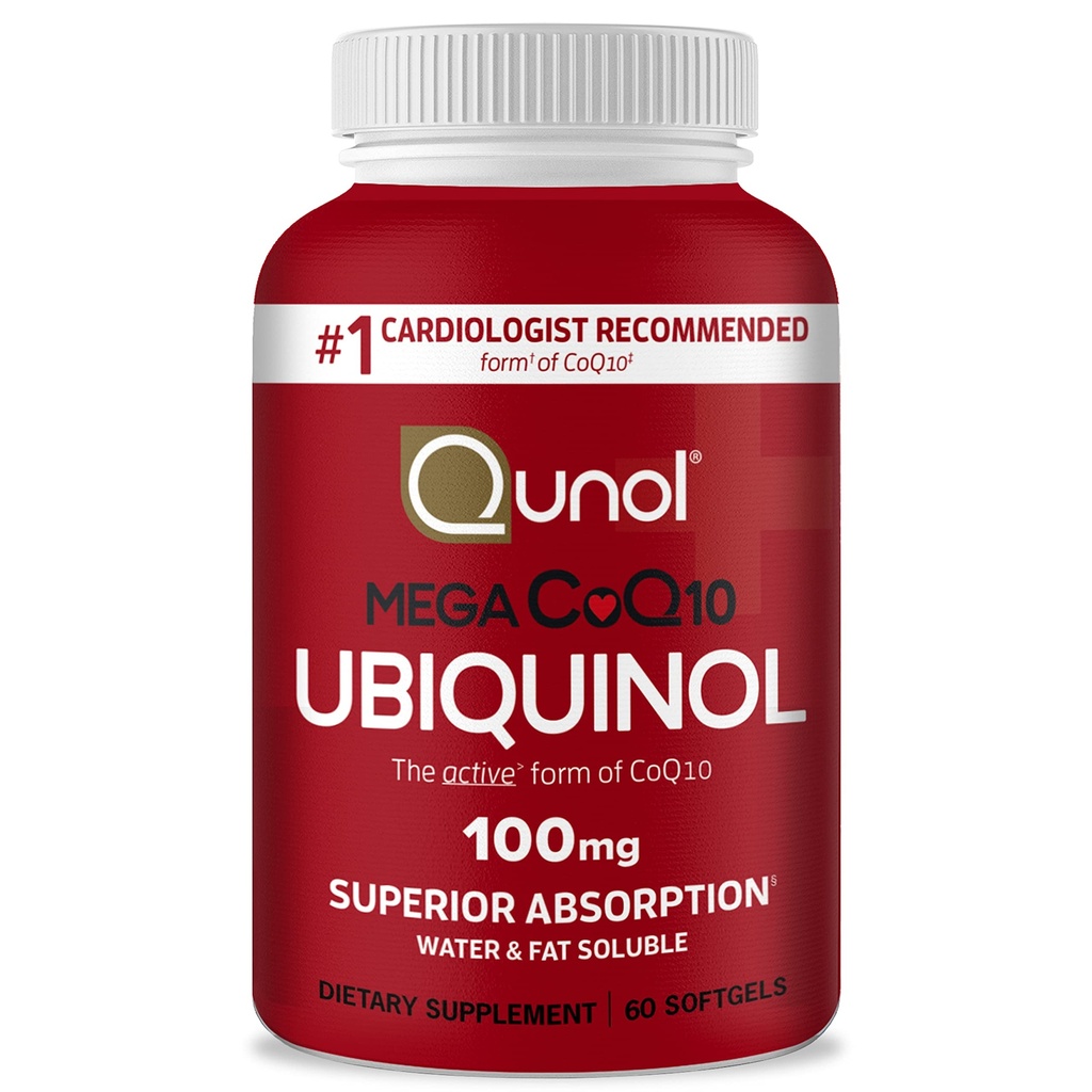 Qunol Ubikinol CoQ10 100mg Softgels, Mega Ubikinol 100mg - Superior Imendumine - koensüümi Q10 aktiivne vorm südame tervise ja tervisliku vererõhu taseme jaoks - 2 kuu pakkumine - 60 loend
