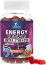Energia Gummies 1000mcg - vitamiiniga B12, rohelise tee loodusliku kofeiini toetus, igapäevased energiakummid - maitsev marjamaitse B12 närimist lisandiga jalgrattasõidu ja spordi jaoks - 60 närimist
