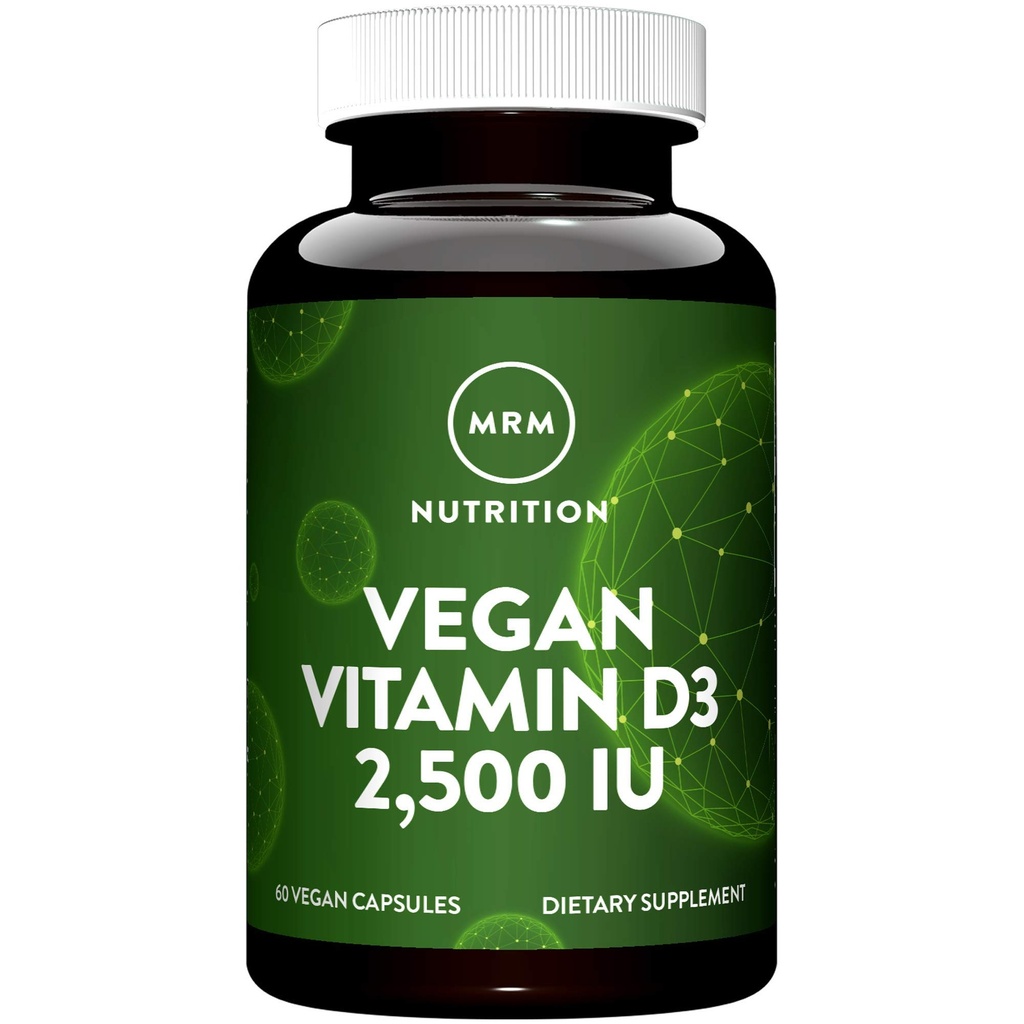 MRM Toitumine Vegan Vitamiin D3 2500 RÜ | Luu + Immuunsus Tervis | Valmistatud samblikest | Toetab kaltsiumi imendumist | Vegan + taimetoitlane Sõbralik | 60 Servingut