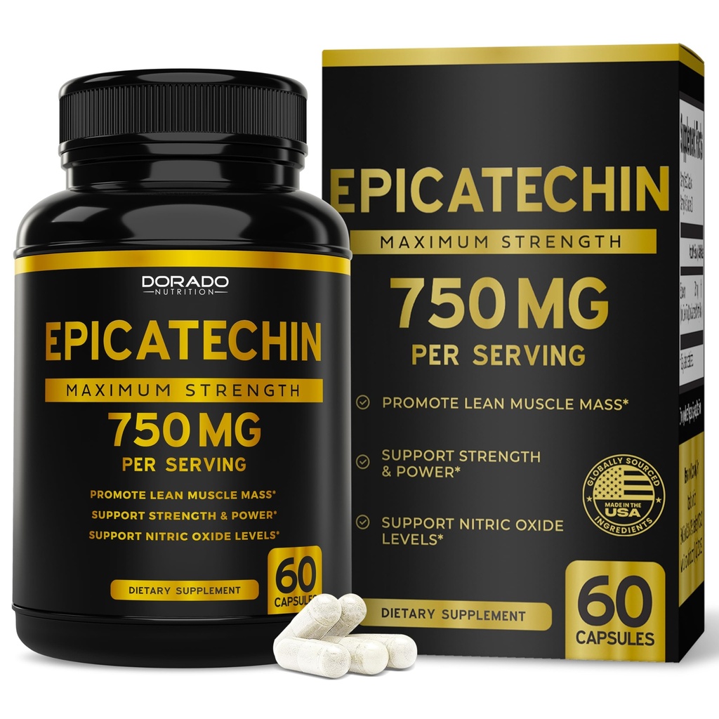 Epicatechin Extract 750mg per Serving - (60 kapslit) - toetab Lean lihased, lämmastikoksiid, müostatiin inhibiitor, vastupidavus, Pump & Kasum - Non-GMO & Vegan Supplement - (60 loend)