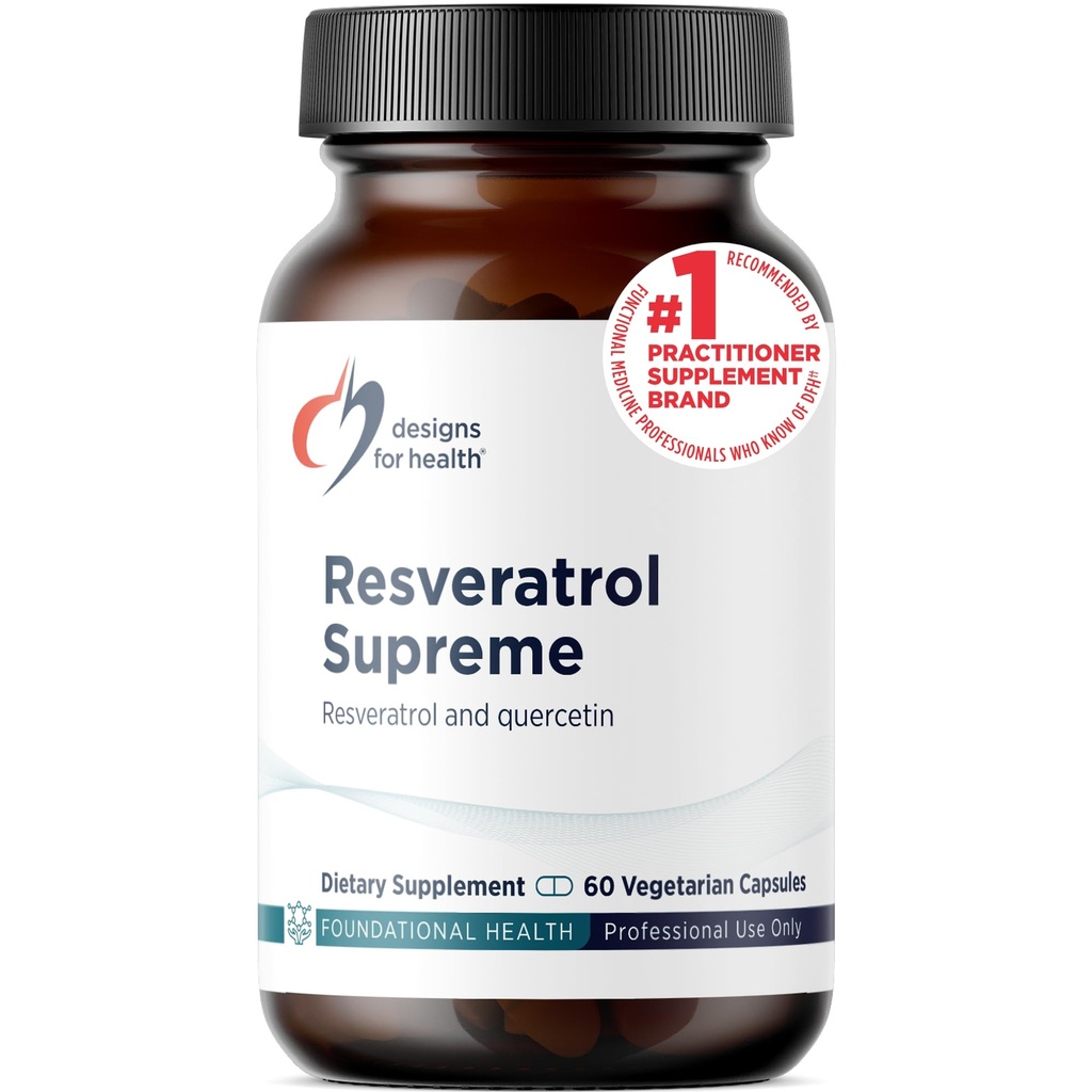 Disainid Health Resveratrol Supreme - Trans Resveratrol Jaapani Knotweed + Quercetin - Tervislik vananemine + südame-veresoonkonna tugilisa, Non-GMO (60 kapslit)