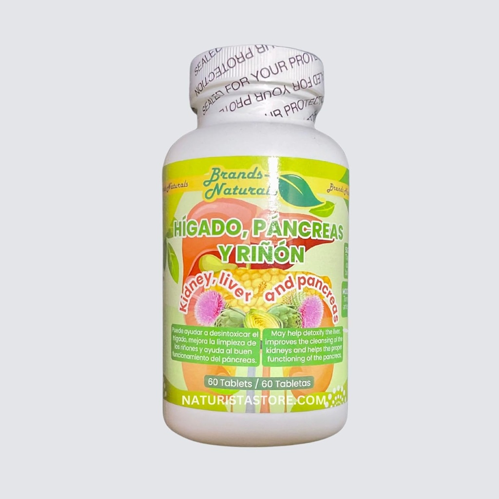 Üldised kaubamärgid Naturals Neerumaks ja pankreas (Higado Pancreas Y Rinones) 60 Tabs
