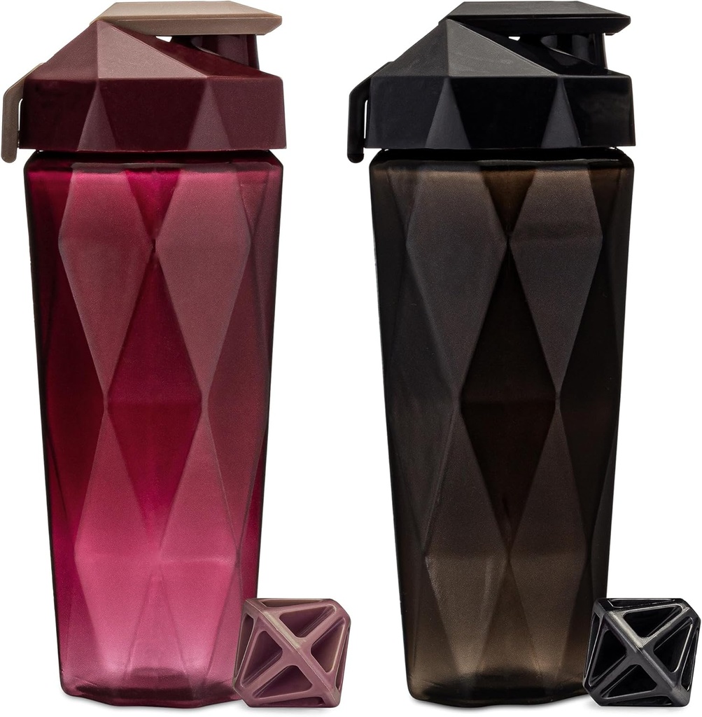 Classic 28 oz Blender Shaker Bottle | Protein Shaker Pudel Teemantajaga | Shaker Cup kandekäepideme ja nõudepesumasinaga Safe | 2-Pack Black & Maroon
