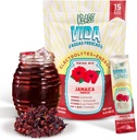 Hüdratsioon + energia elektrolüütide joogisegu – Hibiscus Agua Fresca Flavor | Suhkruvaba pulber kofeiini, L-teaniini, kookosvee ja mineraalidega | 15 ühekordselt kasutatavat pulgapakendit, madala kalorsusega