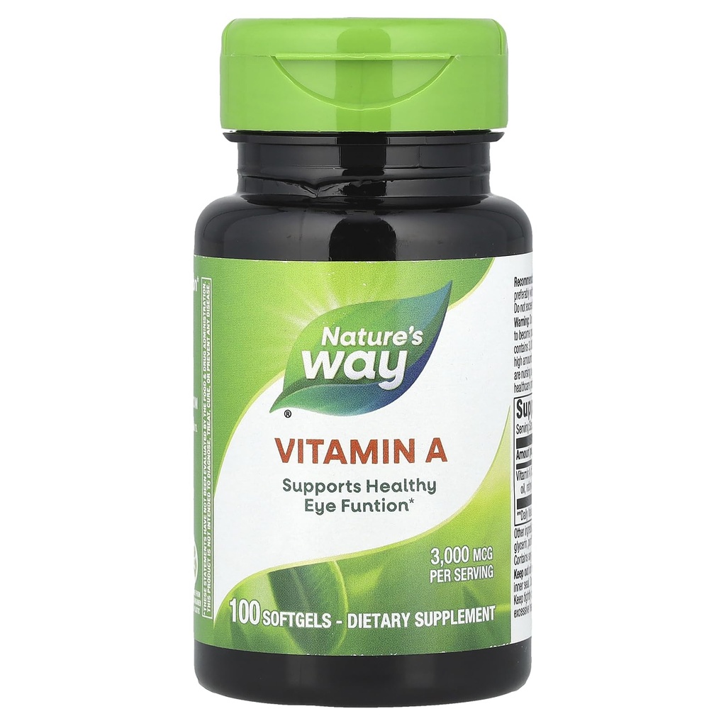 Nature's Way Vitamin A, High Potency, Supports Healthy Eye Function*, 3,000 mcg per Serving, 100 Softgels (Packaging May Vary)