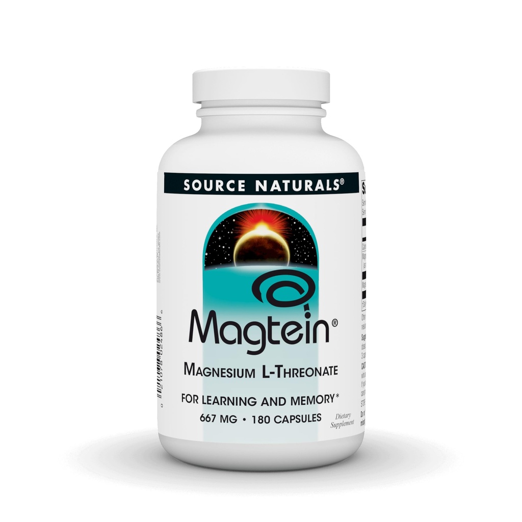 Allikas Naturals Magtein Magneesium L-Threonate, 667mg, toetab fookust, meeleolu, tervislikku mälu, kognitiivset funktsiooni - 180 kapslit