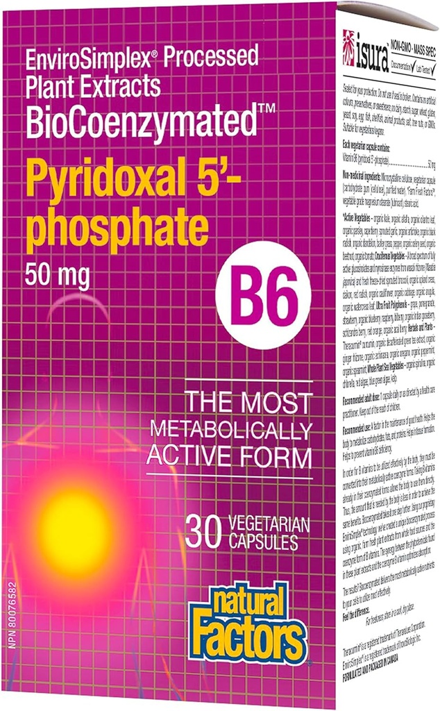 Looduslikud tegurid Biokoensüümid Pirodoxal 5'-Fosfaat 50mg 30 VCaps
