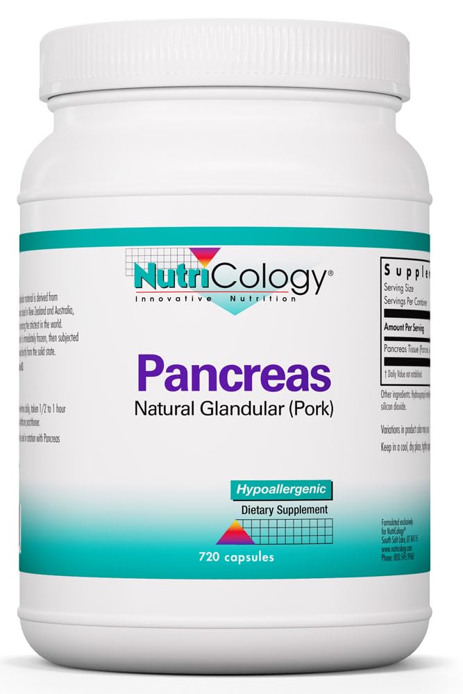 Nutrikoloogia Pankrease toidulisand - seedetrakti tugi, looduslik glütserool (sea), ensüümid, allergia, taimetoitlased kapslid, gluteenivaba - 720 krahv