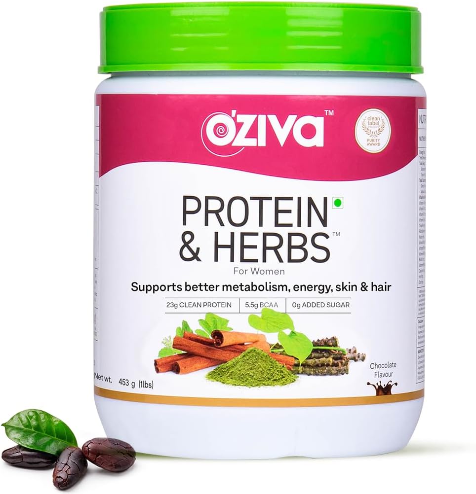 OZIVA valk ja maitsetaimed naistele | 500 Gm (16 serveerimist) | multivitamiinide, kurkumiini, Shatavari, Tulsi toetuseks Ainevahetus, hormonaalne tasakaal ja nahk, juuste tervis (1, 1 Lb)